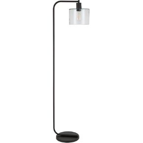 Cadmus 57" Tall Floor Lamp with Glass Shade in Blackened Bronze/Seeded
