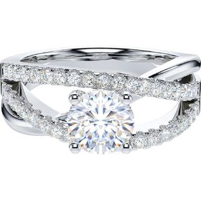 THELANDA 1CT Genuine Moissanite or Simulated Diamond Twisted Wrapped Criss Cross Crossover Infinity Engagement Ring For Women