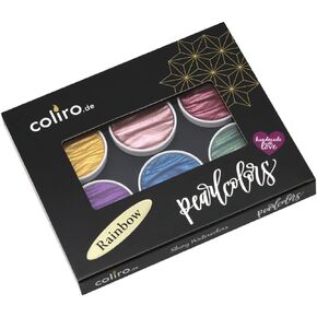 Pearlcolor Paint Set Rainbow C710 - New 2023 Version In Metal Box -Metallic Watercolor Paints (6-Color Set, 30mm)