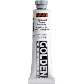 Heavy Body Acrylics by GOLDEN, Transparent Brown Iron Oxide, 2 fl. oz. Tube, Professional Acrylic Paint, Transparent