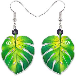 Cute Fall Maple Leaf Earrings Dangle Novelty Acrylic Palm Plant Jewelry Leaves Gifts for Women Girls (Palm A)