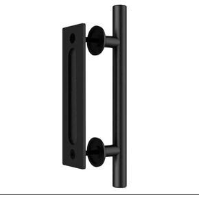 9.5''/24CM Sliding Barn Door Handle Double Sided Pull and Flush Barn Door Embedded Invisible Alloy Steel Frosted Black