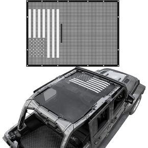 RT-TCZ for Wrangler JL Sunshade Mesh Top American Flag, JT Shade Bikini Top Cover for Jeep Wrangler JL JLU Gladiator JT 2018 Up 4-Door