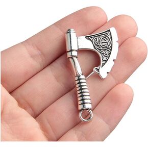 Acxico 10Pcs Antique Silver Axe Viking Charms Pendant for Bracelet Necklace Jewelry