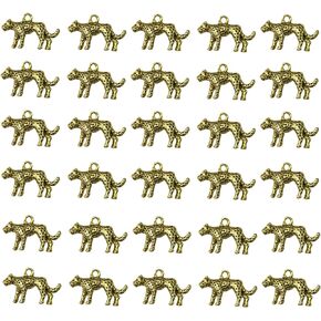 30PCS Leopard Charms Alloy 3D Cheetah Animal Charms Pendants Imitation Big Cat Animals Accessories for Bracelet Necklace Earrings Jewelry Making Supplies