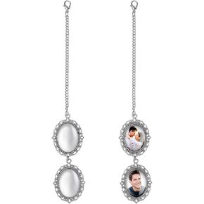 PRETYZOOM 2pcs Memorial Photo Charms for Graduation Cap, Oval Blank Photo Charm Pendants for Grad Hat Decoration, Class of 2024 Graduation Gift for Him Her