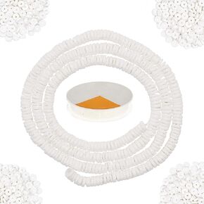 Fun-Weevz White Heishi Beads for Jewelry Making Adults, 24 Inch Strand Puka Shells Bead Strand, Natural Thin Flat Seashell Beads for Bracelets Necklaces Chokers and Anklets, African Disc Spacers