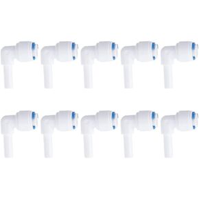 10pcs Water Pipe Quick Connector, L-type Water Pipe Stem Elbow Connector for 1/4" Tubing 90 Degree Elbow Push To Connect Plastic Quick Fittings for Reverse Osmosis System