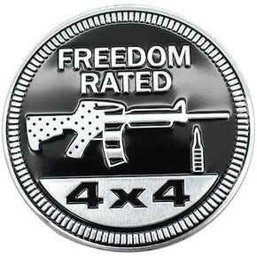 YUGEYE 4 x 4 Metal Automotive Badge 3D Metal Emblems Round Emblem Decals Car Badge Decals Stickers Compatible with Jeep Wrangler Vehicles Trucks SUV (Freedom Rated)
