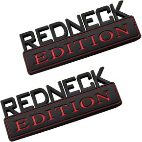 2pcs 3.1 inch Redneck Edition Exterior Emblem CAR Truck Boat Decal Logo Replacement for F-150 F250 F350 Silverado RAM 1500 (Black White)