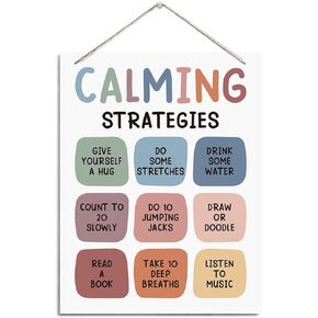Mental Sign, Calming Strategies Sign, Rustic Hanging Wood Plaque Sign, Self Regulation Sign, Anxiety Relief Decor, Mental Health Sign for Therapy Room Decor, Counseling Room Decor, Door Sign