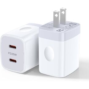 Samsung A15 5G Charger Block USB C 25W 2 Port PD Fast Charging Type C Wall Charger Plug Android Phone Power Adapter for Samsung Galaxy A35 A55 S24 Ultra A25 A14 A54 S23 FE S22 iPhone 15 Pro 2 Pack