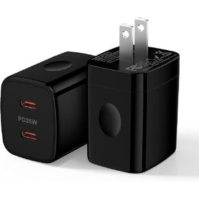 Motorola Edge 2024 USB C Charger Block، 25W 2 Port Type C Wall Charger Plug Android Phone Dual Fast Charging Converter for Moto G Stylus 5G 2024، Edge 50 Ultra Pro، G، G Play، G Power 2023، Edge + Razr، G Pure