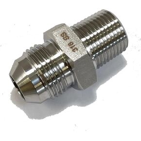 محول 316 من الفولاذ المقاوم للصدأ 3/8 بوصة NPT ذكر إلى AN-8 - ذكر 8AN - خيط سداسي مستدق للهواء أو الغاز أو السائل أو الماء أو الزيت أو التركيب الهيدروليكي - خرطوم أداة الهواء الصناعي أو توصيل الأنابيب 316SS in Kuwait