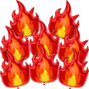 KatchOn, Red Fire Balloons for Fire Decorations - 28 Inch, Pack of 8 | Helium Supported Flame Balloons for Fire Theme Decorations | Firefighting Decorations for Fire Birthday Decorations, Baby Shower