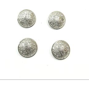 25 قطعة 25 مم أزرار معدنية فضية مستديرة الشكل على شكل زهرة أزرار معدنية للحرف اليدوية الخياطة البدلة جاكيتات إكسسوار (25 مم، فضي) in Kuwait