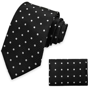 Mens Ties Pocket Square Set, Boys Necktie & Handkerchief for Classic Formal Tuxedo or Business & Wedding Party M-N-T1