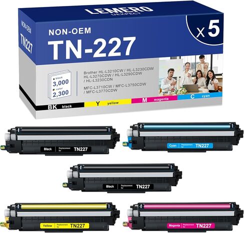 خرطوشة حبر بديلة TN227 TN-227BK/C/M/Y لأخيه TN-227BK TN-227 TN-223BK/C/M/Y، TN223 لـ HL-L3290CDW MFC-L3770CDW HL-L3270CDW MFC-L3750CDW HL- L3230CW، 5P | TN-227 in Kuwait