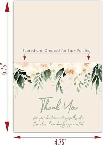 MPC Brands Thank You Cards Funeral Masculine - Bereavement Thank You Cards With Envelopes - Message Inside in Saudi Arabia