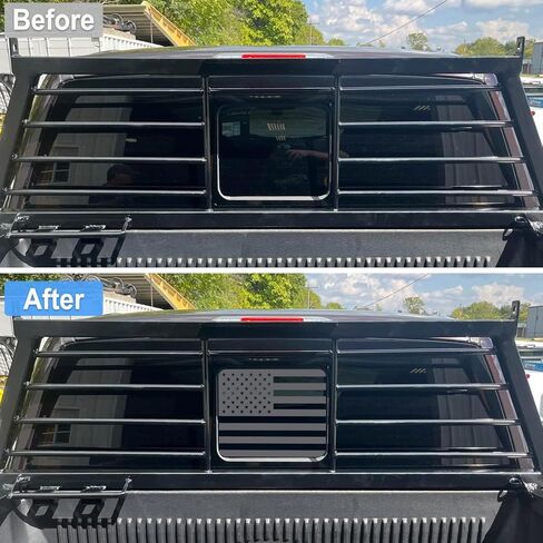 PIMCAR النافذة الوسطى الخلفية ملصق العلم الأمريكي، Ford F150 F250 F350 2015-2022 2023 2024 ملصق السيارة الخلفي في المنتصف انزلاق زجاج النافذة ملصقات علم الولايات المتحدة الأمريكية الملحقات الخارجية (أسود غير لامع) in Kuwait