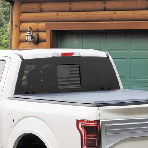 PIMCAR النافذة الوسطى الخلفية ملصق العلم الأمريكي، Ford F150 F250 F350 2015-2022 2023 2024 ملصق السيارة الخلفي في المنتصف انزلاق زجاج النافذة ملصقات علم الولايات المتحدة الأمريكية الملحقات الخارجية (أسود غير لامع) in Kuwait
