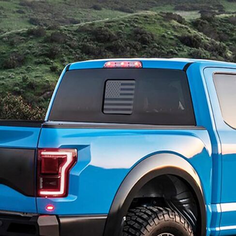 PIMCAR النافذة الوسطى الخلفية ملصق العلم الأمريكي، Ford F150 F250 F350 2015-2022 2023 2024 ملصق السيارة الخلفي في المنتصف انزلاق زجاج النافذة ملصقات علم الولايات المتحدة الأمريكية الملحقات الخارجية (أسود غير لامع) in Kuwait