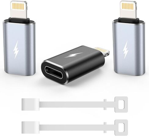 كابل محول TechMatte USB C من النوع C إلى Lightning، [3 حزم] 1.8-2.2 أمبير 15 وات يدعم مزامنة البيانات للشحن السريع، متوافق مع iPhone iPad iPod AirPods، وليس لسماعات الرأس/OTG Android، 1 أسود + 2 رمادي in Saudi Arabia