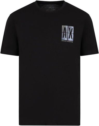 تي شيرت رجالي من A｜X ARMANI EXCHANGE مصنوع من القطن بمقاس عادي وشعار صندوق متدرج صغير على الصدر in Saudi Arabia