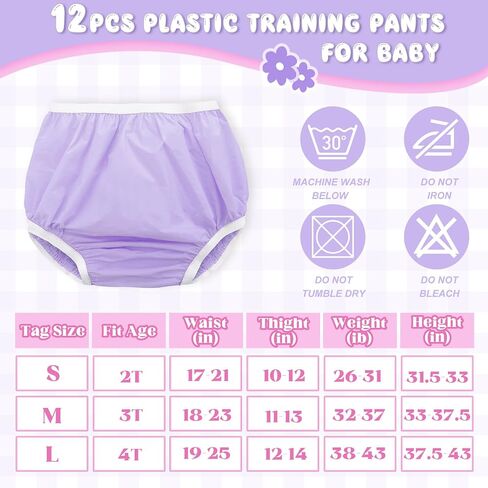 Funtery 12 Packs Waterproof Plastic Pants for Toddlers Reusable Diaper Covers Unisex Baby Potty Training Underwear Covers in Saudi Arabia