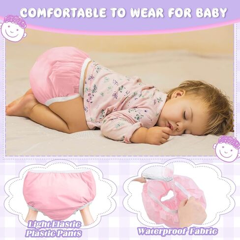 Funtery 12 Packs Waterproof Plastic Pants for Toddlers Reusable Diaper Covers Unisex Baby Potty Training Underwear Covers in Saudi Arabia