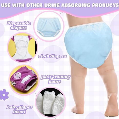 Funtery 12 Packs Waterproof Plastic Pants for Toddlers Reusable Diaper Covers Unisex Baby Potty Training Underwear Covers in Saudi Arabia