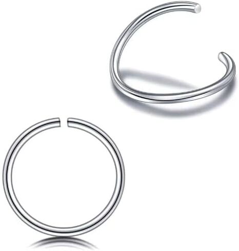 مجموعة من أقراط هوجي الحلقية من التيتانيوم خفيفة الوزن، 316 لتر، من الفولاذ المقاوم للصدأ الجراحي، لا تسبب الحساسية للأذنين الحساسة، ثقب الجسم، حلقات أنف صغيرة، 18 جم in Kuwait