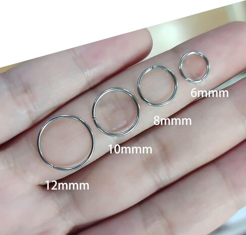 مجموعة من أقراط هوجي الحلقية من التيتانيوم خفيفة الوزن، 316 لتر، من الفولاذ المقاوم للصدأ الجراحي، لا تسبب الحساسية للأذنين الحساسة، ثقب الجسم، حلقات أنف صغيرة، 18 جم in Kuwait