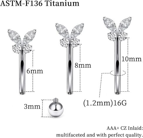 16G Astm F136 Titanium Eyebrow Piercing Jewelry Curved Barbell Eyebrow Ring Vertical Labret Lip Jewelry Daith Rook Earrings Navel Small Belly Button Ring Piercing Jewelry for Women Men CZ in Saudi Arabia