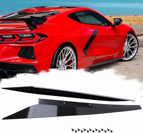 تنورة جانبية تناسب 2020-2025 كورفيت C8 Z51 Z06 ستينغراي أسود لامع Nerf شريط حماية ABS ديكور أسود لامع in Kuwait