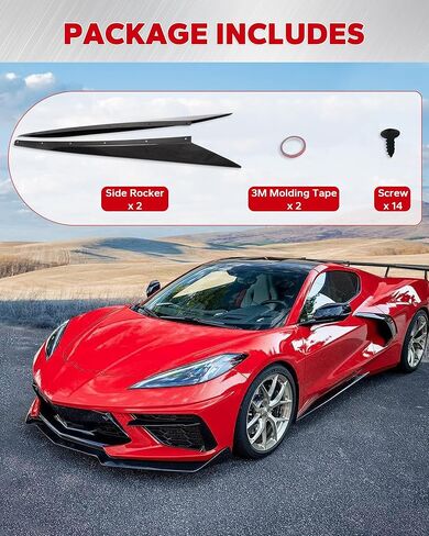 تنورة جانبية تناسب 2020-2025 كورفيت C8 Z51 Z06 ستينغراي أسود لامع Nerf شريط حماية ABS ديكور أسود لامع in Kuwait