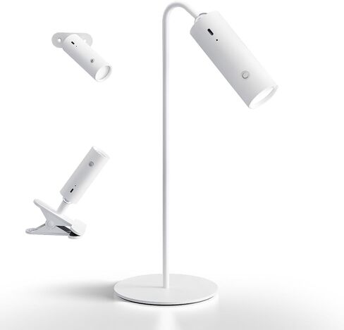 SIEPUNK Cordless Desk Lamp for Home Office, 4 in 1 Multifunctional Rechargeable Touch 3 Colour Temperature Dorm Lamp with Clamp, Portable Magnetic Bedside Night Desk Light, Ideal for Gifts, White in Saudi Arabia