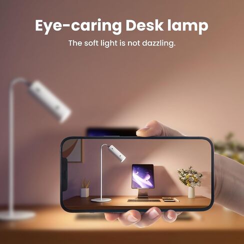 SIEPUNK Cordless Desk Lamp for Home Office, 4 in 1 Multifunctional Rechargeable Touch 3 Colour Temperature Dorm Lamp with Clamp, Portable Magnetic Bedside Night Desk Light, Ideal for Gifts, White in Saudi Arabia