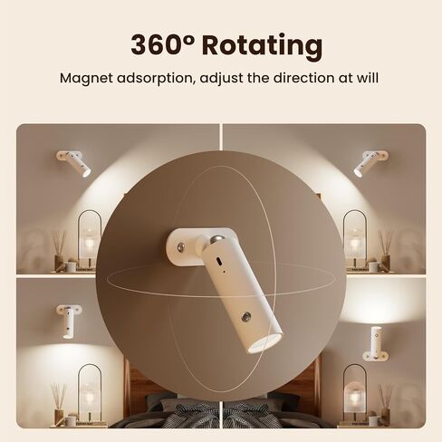 SIEPUNK Cordless Desk Lamp for Home Office, 4 in 1 Multifunctional Rechargeable Touch 3 Colour Temperature Dorm Lamp with Clamp, Portable Magnetic Bedside Night Desk Light, Ideal for Gifts, White in Saudi Arabia