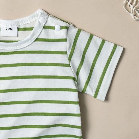 Baby Boy Clothes Newborn Outfits Stripe Romper Infant Cartoon Overall Adjustable Suspender Pants Set 0-18 Months in Saudi Arabia