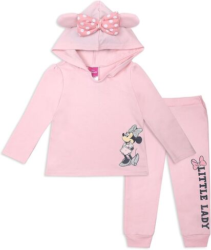Disney Minnie Mouse Girls’ Hoodie and Jogger Set for Infant and Toddler Kids – Pink/Red/Grey in Saudi Arabia