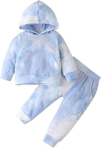 الوليد الرضع طفل الفتيات بلوزات التعادل صبغ Sweatsuit هوديس القمم السراويل 2 قطعة رياضية الخريف الشتاء الملابس مجموعة in Kuwait