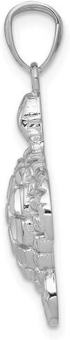Solid 14K White Gold Diamond-cut Polished Sea Turtle Pendant in Saudi Arabia