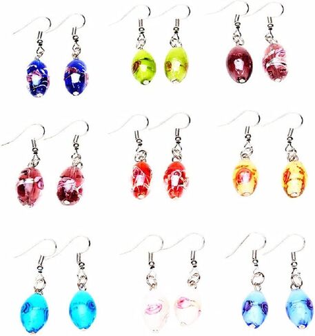 9 Pairs Multicolor Dangle Earrings Set Crystal Dangle Earrings Rainbow Crystal Colorful Earrings Gifts for Women Girls in Saudi Arabia