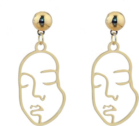 Face Earring Set Gold Seliver Tone Hypoallergenic Earrings for Girls Teens Women Earrings Including Hollow Face Hand Shape Gold Statement Earrings in Saudi Arabia