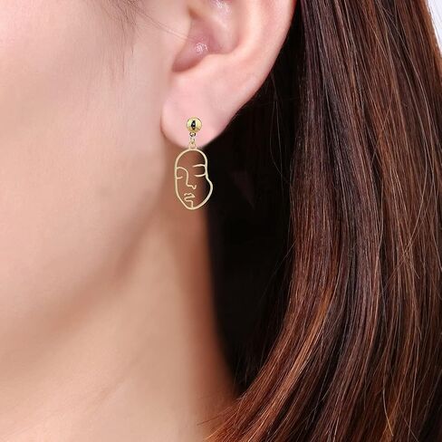 Face Earring Set Gold Seliver Tone Hypoallergenic Earrings for Girls Teens Women Earrings Including Hollow Face Hand Shape Gold Statement Earrings in Saudi Arabia