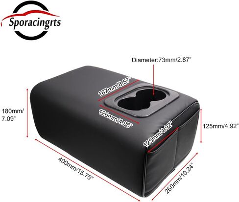 Sporacingrts Upgrade Universal Car Rear Seat Armrest Memory Foam Armrest Pillow with Cup and Phone Holder 2 Row Console Box with Cup Holder-Second Row Luxury and Practicality in Sleek (Double Pocket) in Saudi Arabia
