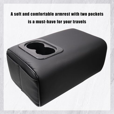 Sporacingrts Upgrade Universal Car Rear Seat Armrest Memory Foam Armrest Pillow with Cup and Phone Holder 2 Row Console Box with Cup Holder-Second Row Luxury and Practicality in Sleek (Double Pocket) in Saudi Arabia