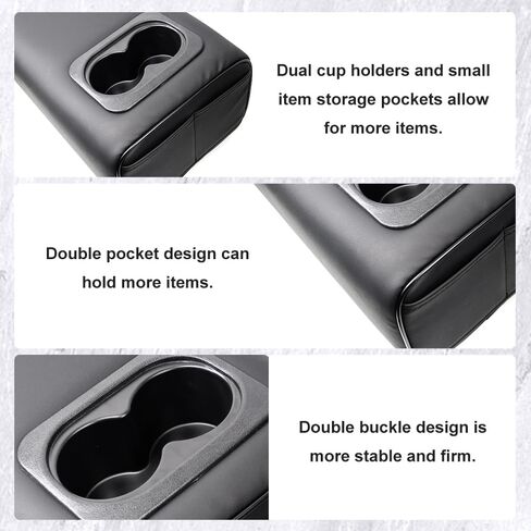 Sporacingrts Upgrade Universal Car Rear Seat Armrest Memory Foam Armrest Pillow with Cup and Phone Holder 2 Row Console Box with Cup Holder-Second Row Luxury and Practicality in Sleek (Double Pocket) in Saudi Arabia