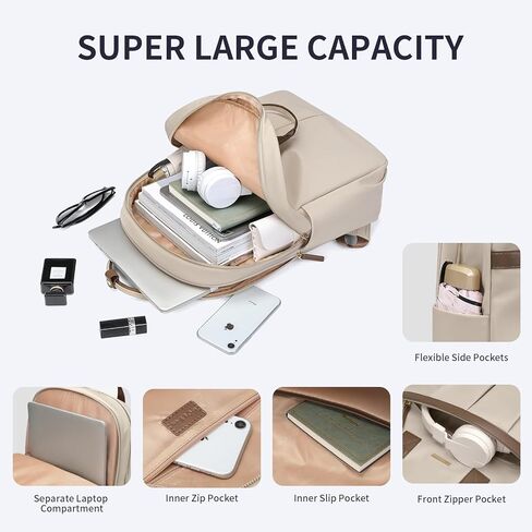 حقيبة ظهر للكمبيوتر المحمول من GOLF SUPAGS للنساء، حقيبة كمبيوتر كاجوال، حقيبة نهارية تناسب أجهزة الكمبيوتر المحمول مقاس 15.6 بوصة، حقائب ظهر للسفر (مشمش) in Kuwait
